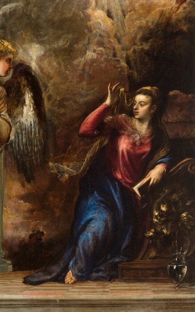 La Anunciación (detalle) de Tiziano Vecelli